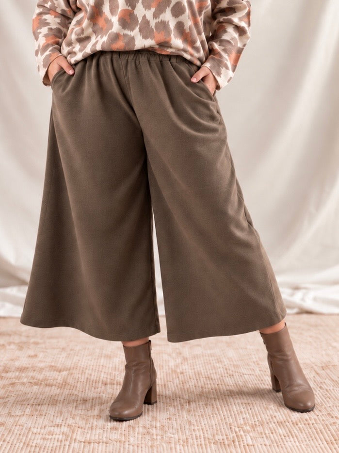 MARILOU - PANTALON JUPE CULOTTE MARRON JUSQU'A LA TAILLE 52