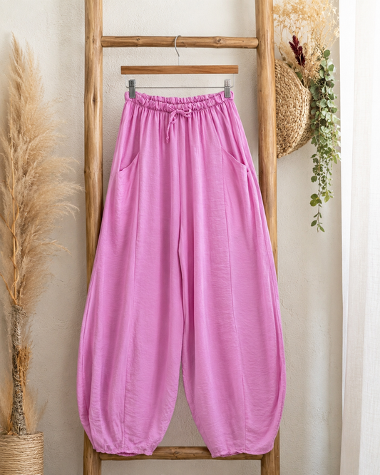 MAXOU - PANTALON ROSE COUPE BARREL FLUIDE TAILLE 48 A 54
