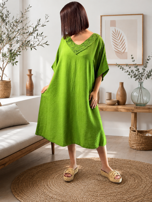 AURELIE - ROBE VERTE OVERSIZE JUSQU'A LA TAILLE 54