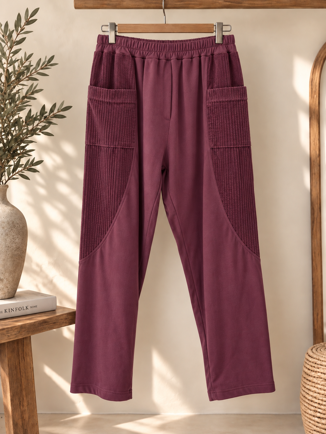 LUDO - PANTALON BORDEAUX BI-MATIERE JUSQU'A LA TAILLE 54