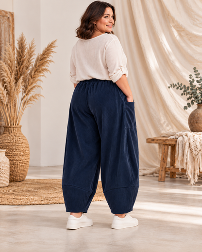 FRANCESCO - PANTALON MARINE EN VELOURS TAILLE 48 A 54