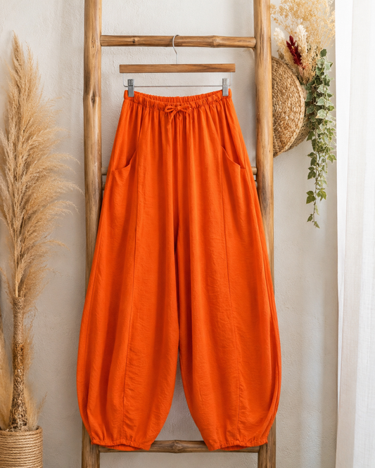 MAXOU - PANTALON ORANGE COUPE BARREL FLUIDE TAILLE 48 A 54