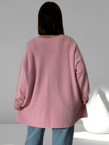 LARA - PULL OVERSIZE ROSE JUSQU'A LA TAILLE 54