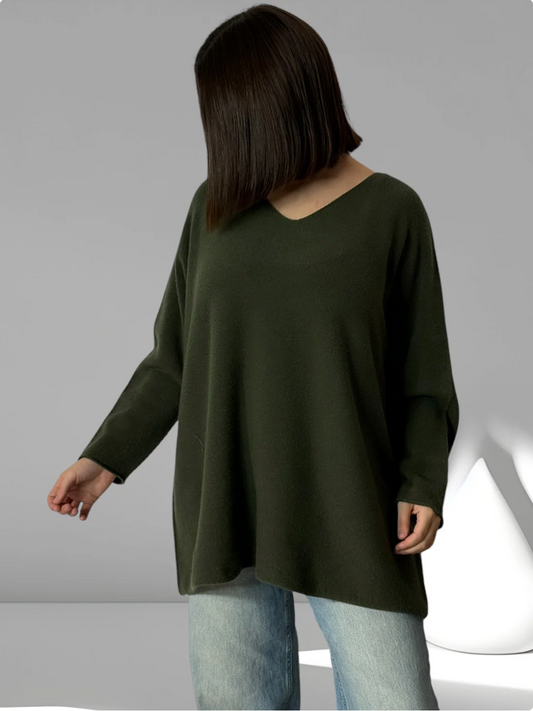 LARA - PULL OVERSIZE KAKI JUSQU'A LA TAILLE 54