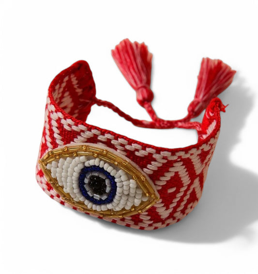 KARL - BRACELET TISSE AVEC PERLES