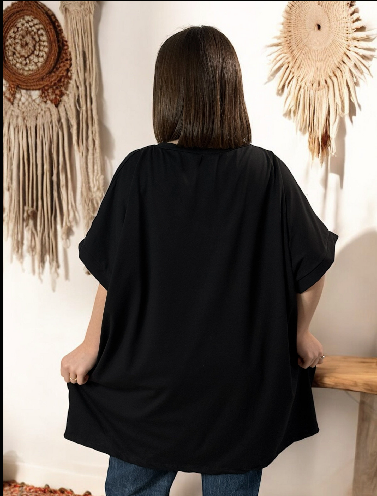NINO - T-SHIRT NOIR MOTIF DOLCE VITA JUSQU'A LA TAILLE 58
