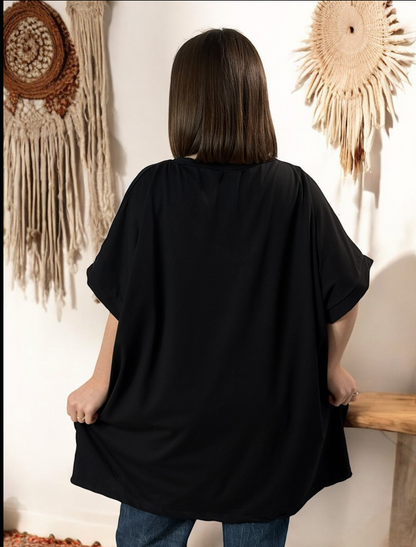 NINO - T-SHIRT NOIR MOTIF DOLCE VITA JUSQU'A LA TAILLE 58
