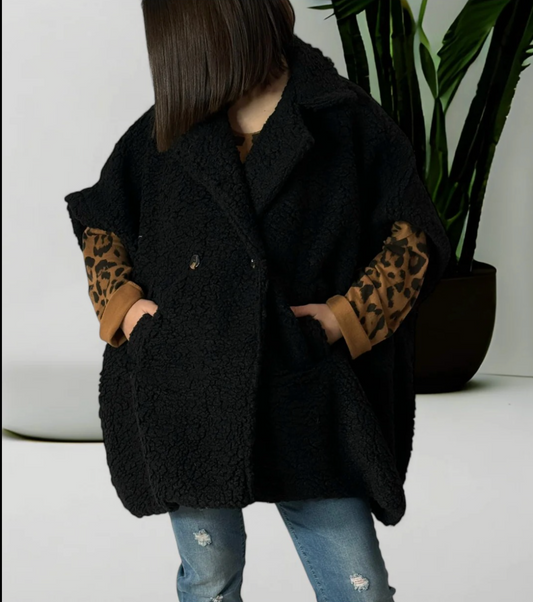 COCO - VESTE NOIRE EN MOUMOUTE JUSQU'À LA TAILLE 54/56