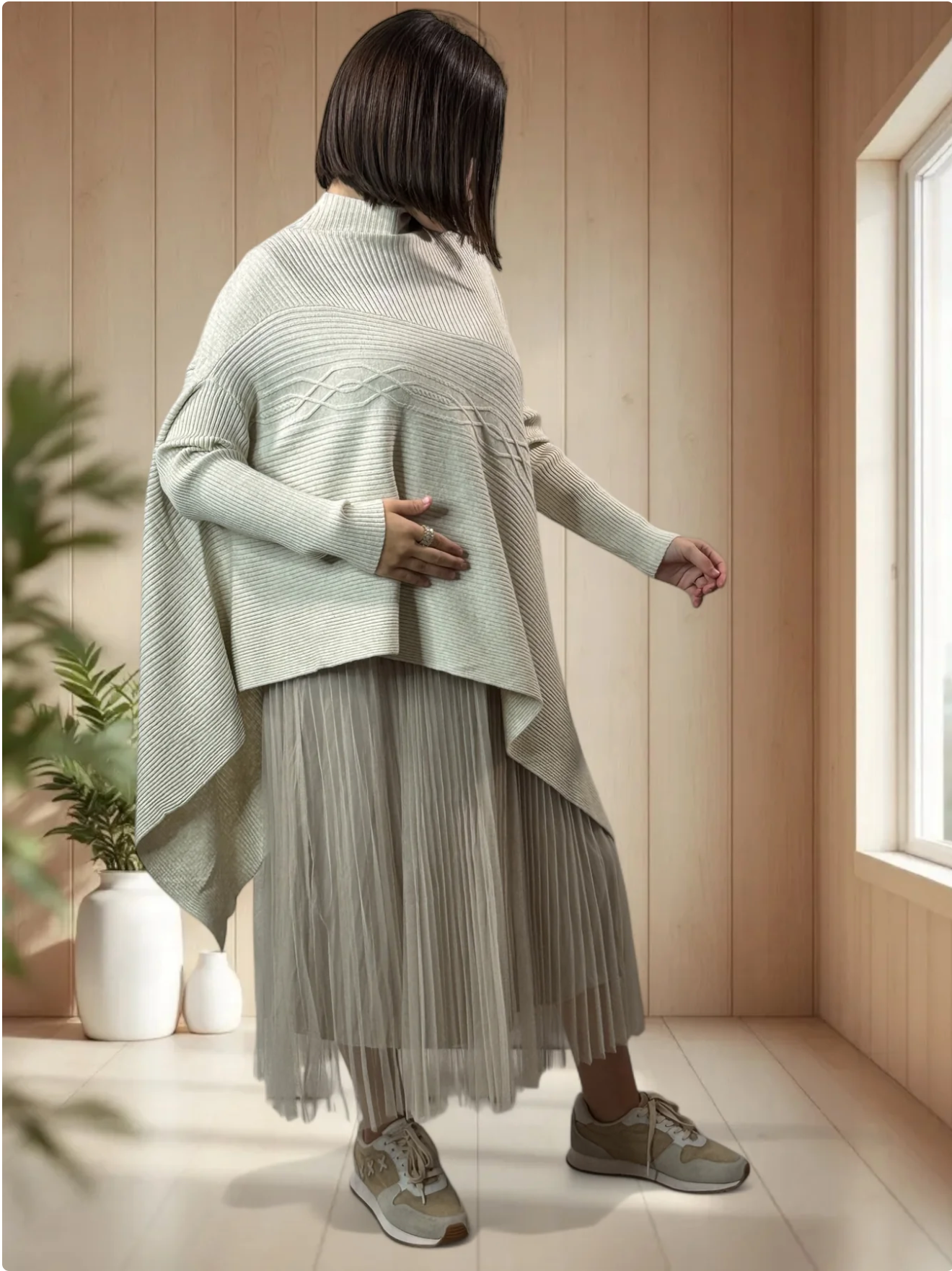 ALICE- PULL BLANC CASSE ASYMETRIQUE JUSQU'A LA TAILLE 50/52