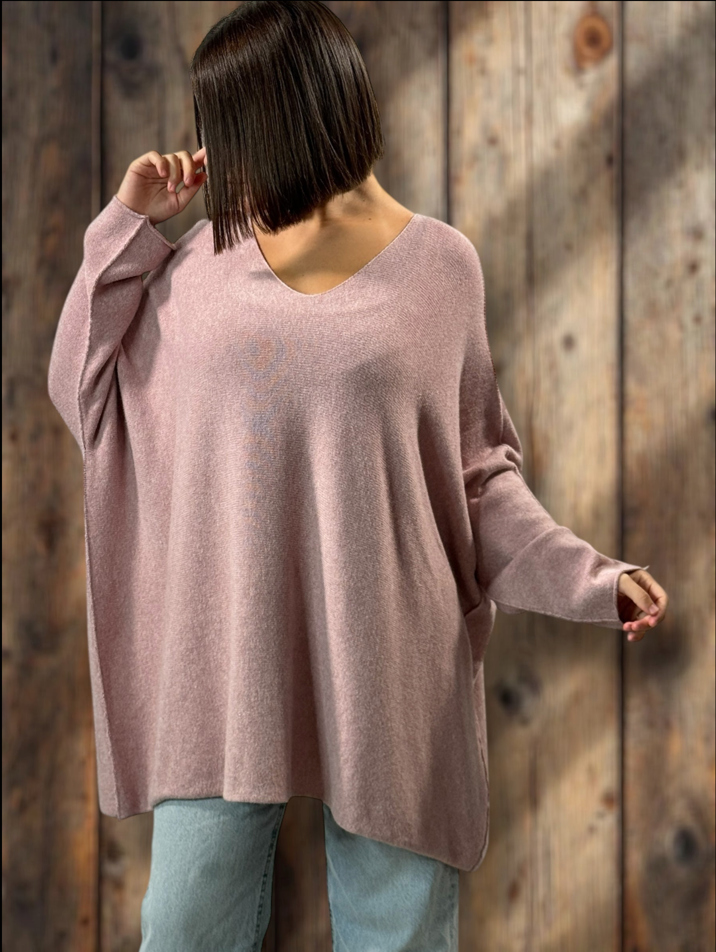LARA - PULL OVERSIZE ROSE JUSQU'A LA TAILLE 54