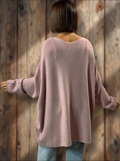 LARA - PULL OVERSIZE ROSE JUSQU'A LA TAILLE 54