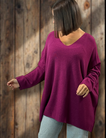 LARA - PULL OVERSIZE CYCLAMEN JUSQU'A LA TAILLE 54