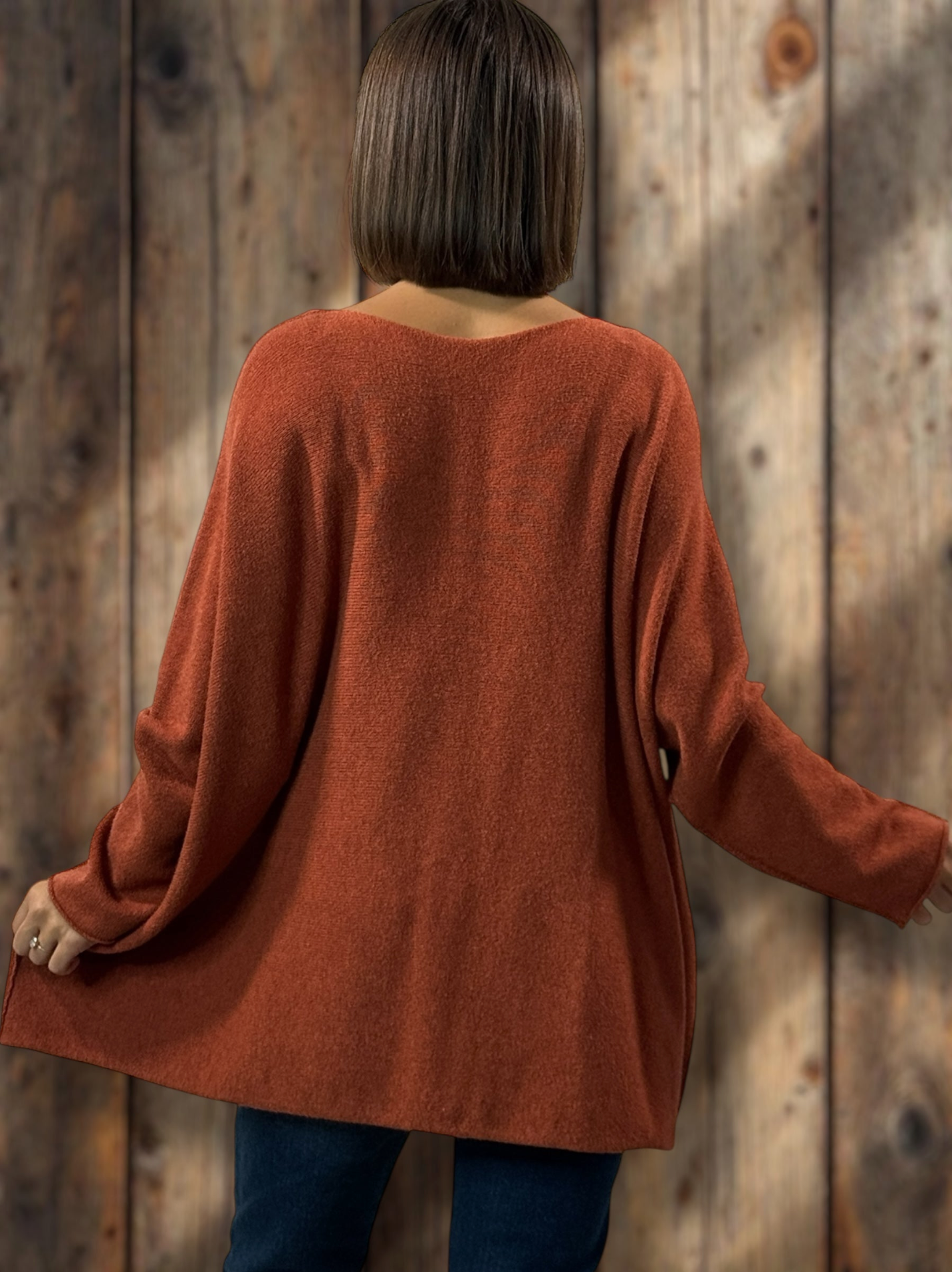 LARA - PULL OVERSIZE ROUX JUSQU'A LA TAILLE 54