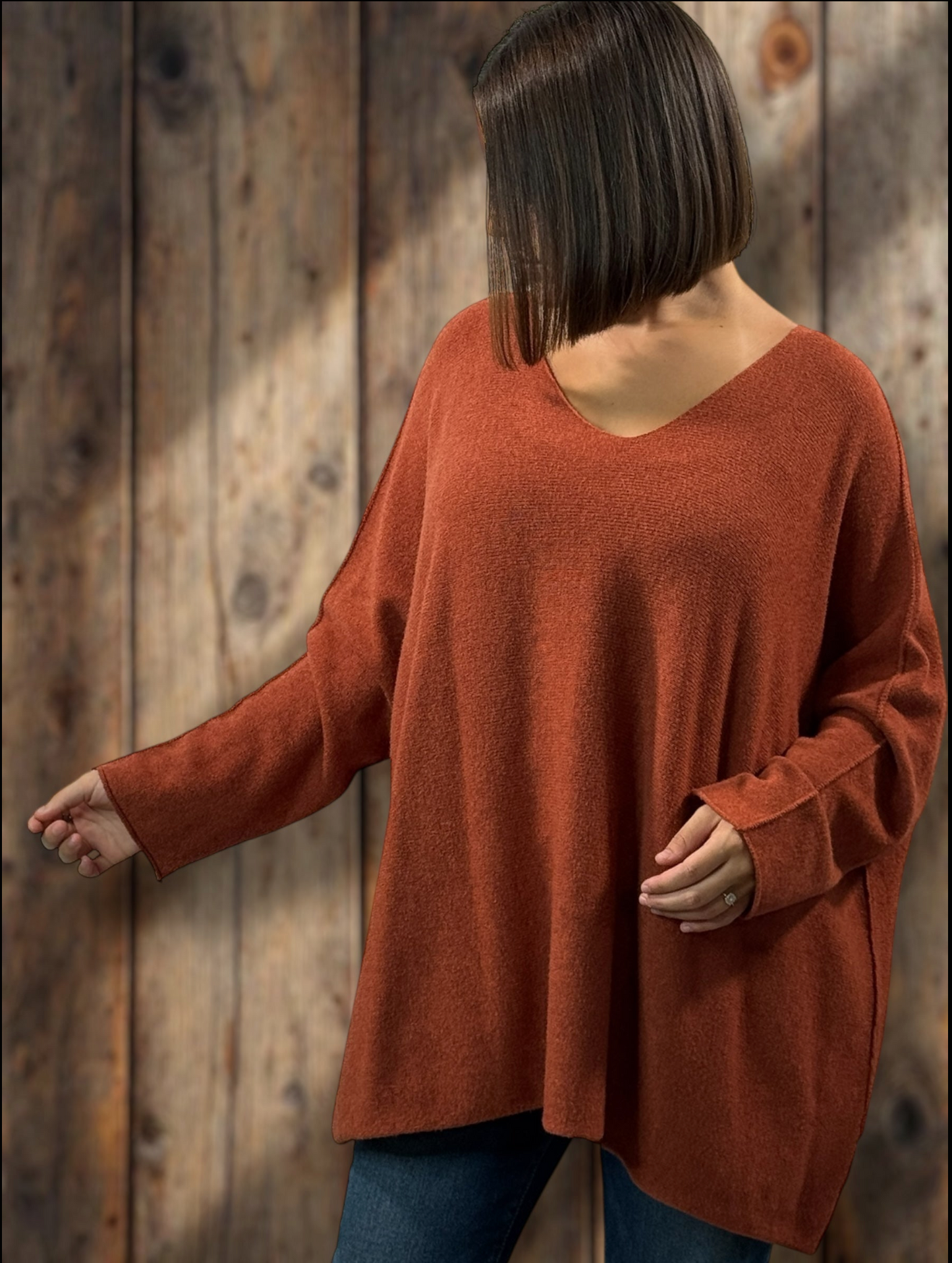 LARA - PULL OVERSIZE ROUX JUSQU'A LA TAILLE 54