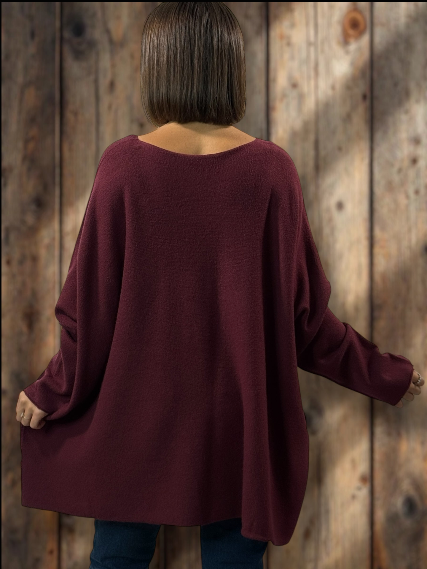 LARA - PULL OVERSIZE BORDEAUX JUSQU'A LA TAILLE 54