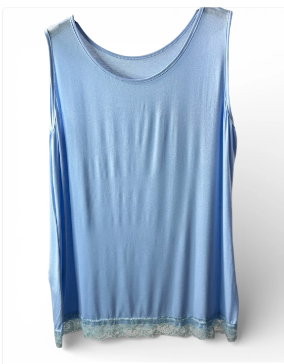 ALICE - TOP BLEU CIEL EN VISCOSE TAILLE 44/46 A 52/54
