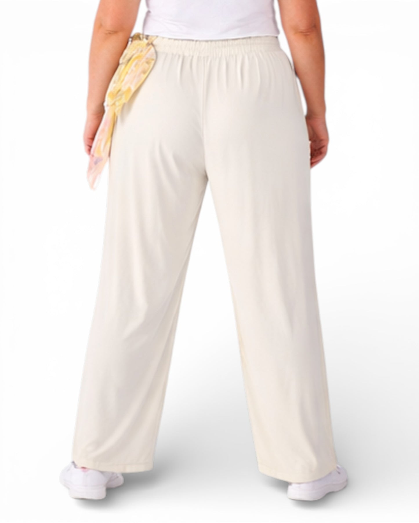 COCO - PANTALON FLUIDE BLANC AVEC FOULARD TAILLE 46 A 52