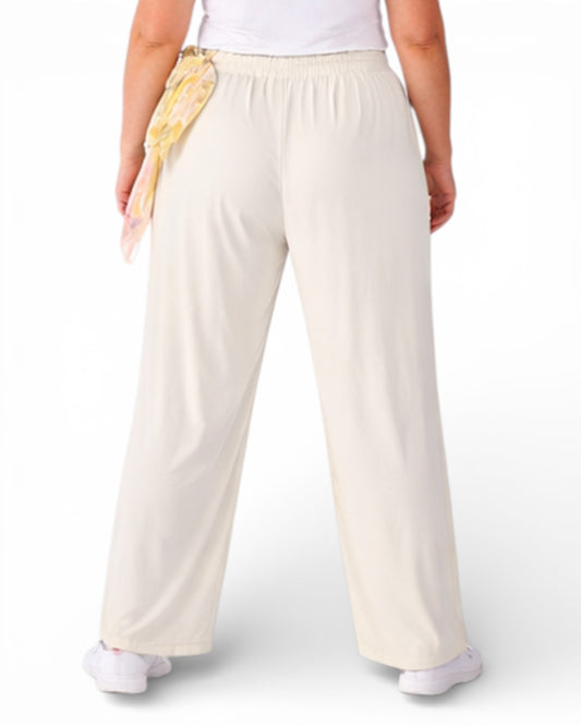 COCO - PANTALON FLUIDE BLANC AVEC FOULARD TAILLE 46 A 52