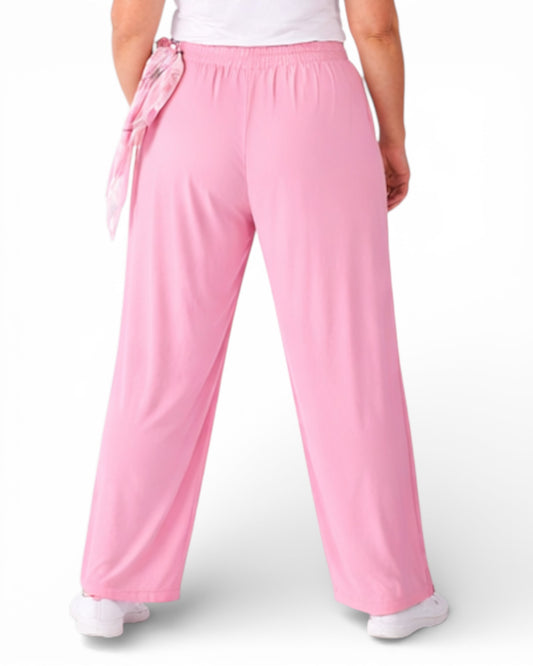 COCO - PANTALON FLUIDE ROSE AVEC FOULARD TAILLE 46 A 52