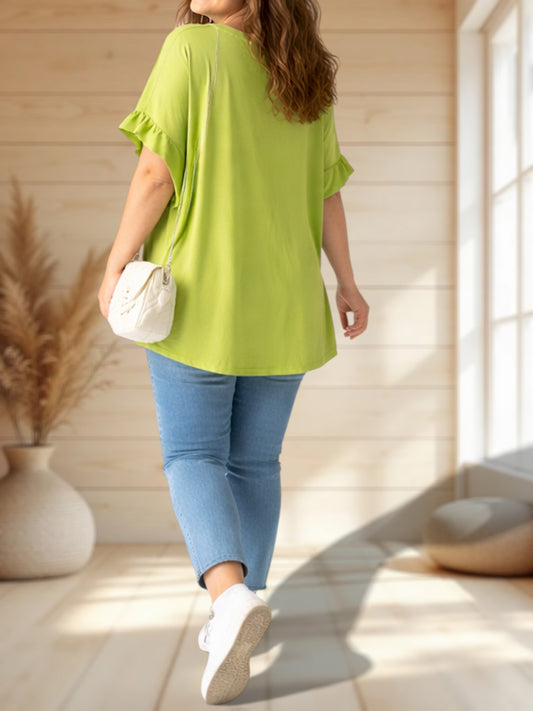 CLEMENTINE - T-SHIRT VERT EN COTON TAILLE 48/50 A 54/56
