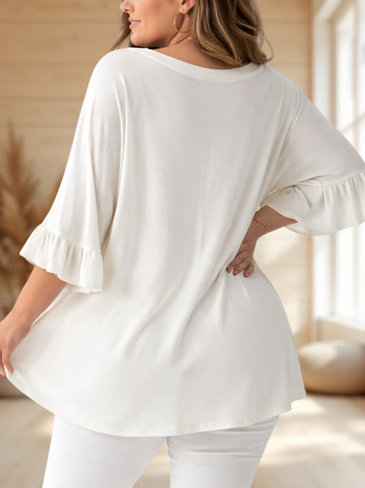 NELLY - T-SHIRT BLANC EN VISCOSE JUSQU'A LA TAILLE 58/60