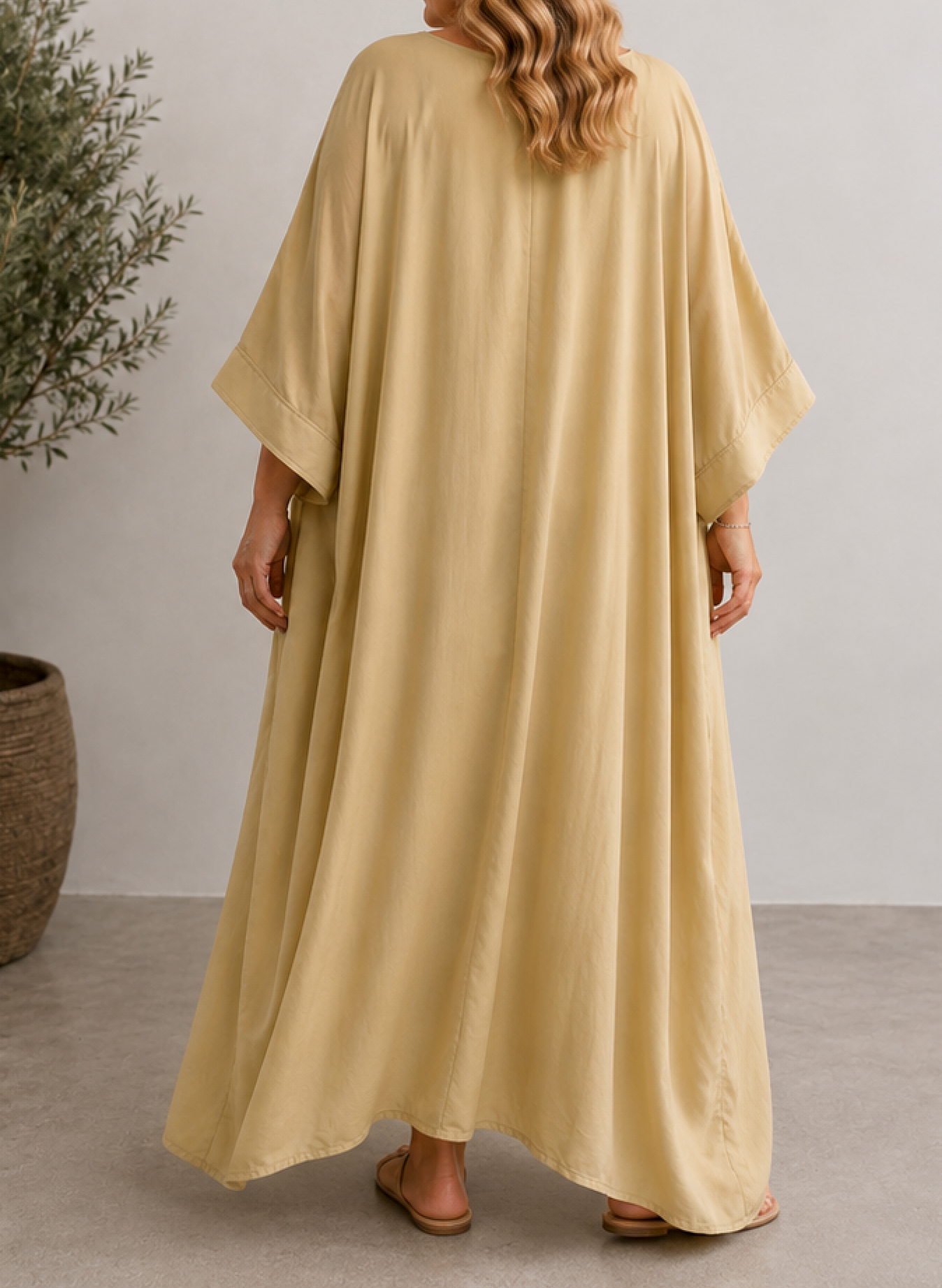 LUXURY - ROBE OVERSIZE FLUIDE CAMEL JUSQU'A LA TAILLE 60