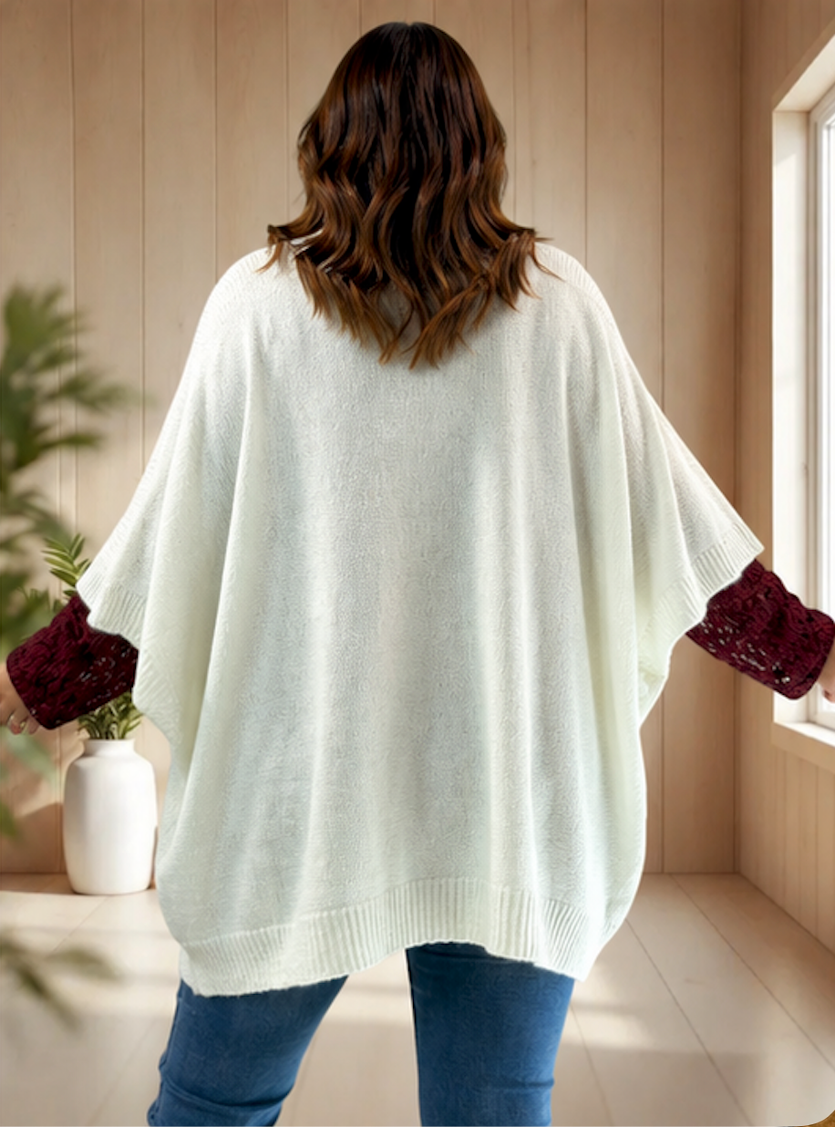 BIANCA - GILET OVERSIZE BLANC CASSE JUSQU'A LA TAILLE 60