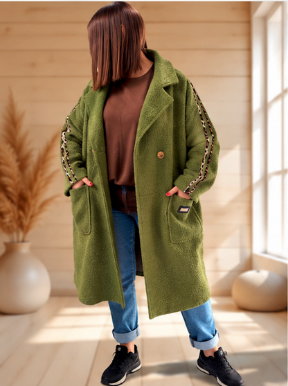 CLARICE - MANTEAU VERT A BOUCLETTE JUSQU'A LA TAILLE 48/50 A 56