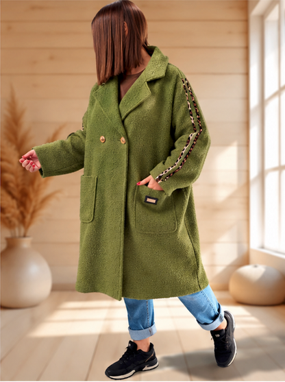 CLARICE - MANTEAU VERT A BOUCLETTE JUSQU'A LA TAILLE 48/50 A 56