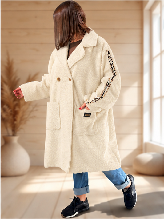 CLARICE - MANTEAU BLANC CASSE A BOUCLETTE JUSQU'A LA TAILLE 48/50 A 56
