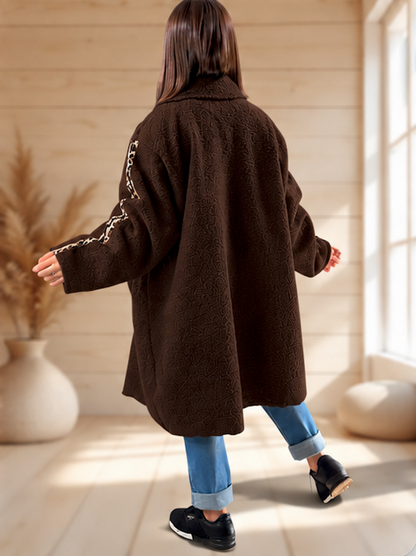 CLARICE - MANTEAU MARRON A BOUCLETTE JUSQU'A LA TAILLE 48/50 A 56