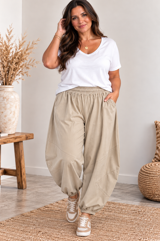 ALEXANDER - PANTALON BEIGE COUPE BARREL TAILLE 50/52 A 56/58