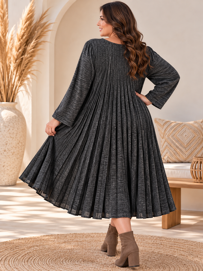 CANDICE - ROBE NOIRE PLISSEE JUSQU'A LA TAILLE 54