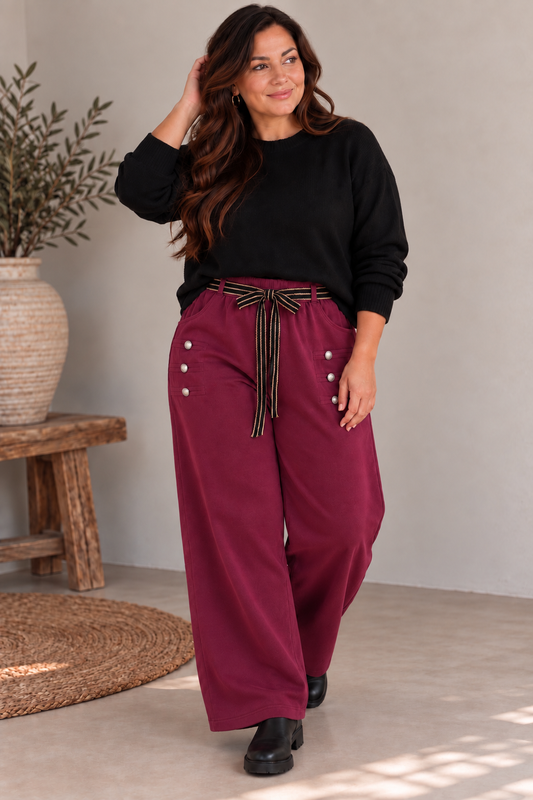 MARLEY - PANTALON SPORTSWEAR BORDEAUX EFFET DAIM TAILLE 46 A 52