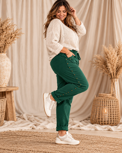 JACK - PANTALON SPORTSWEAR VERT AVEC CLOUS TAILLE 46/48 A 52/54