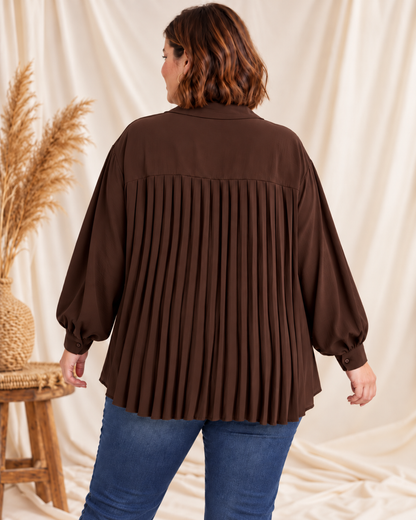 DEVA - CHEMISE MARRON DOS PLISSE JUSQU'A LA TAILLE 56