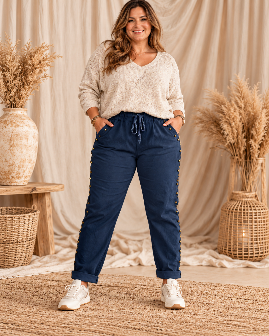 JACK - PANTALON SPORTSWEAR MARINE AVEC CLOUS TAILLE 46/48 A 52/54
