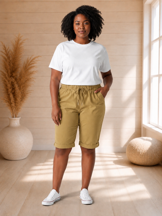 SACHA - BERMUDA CAMEL JUSQU'A LA TAILLE 50/52