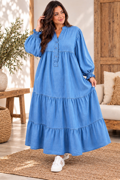 TOSCA - ROBE LONGUE EN JEAN TENCELL JUSQU'A LA TAILLE 54