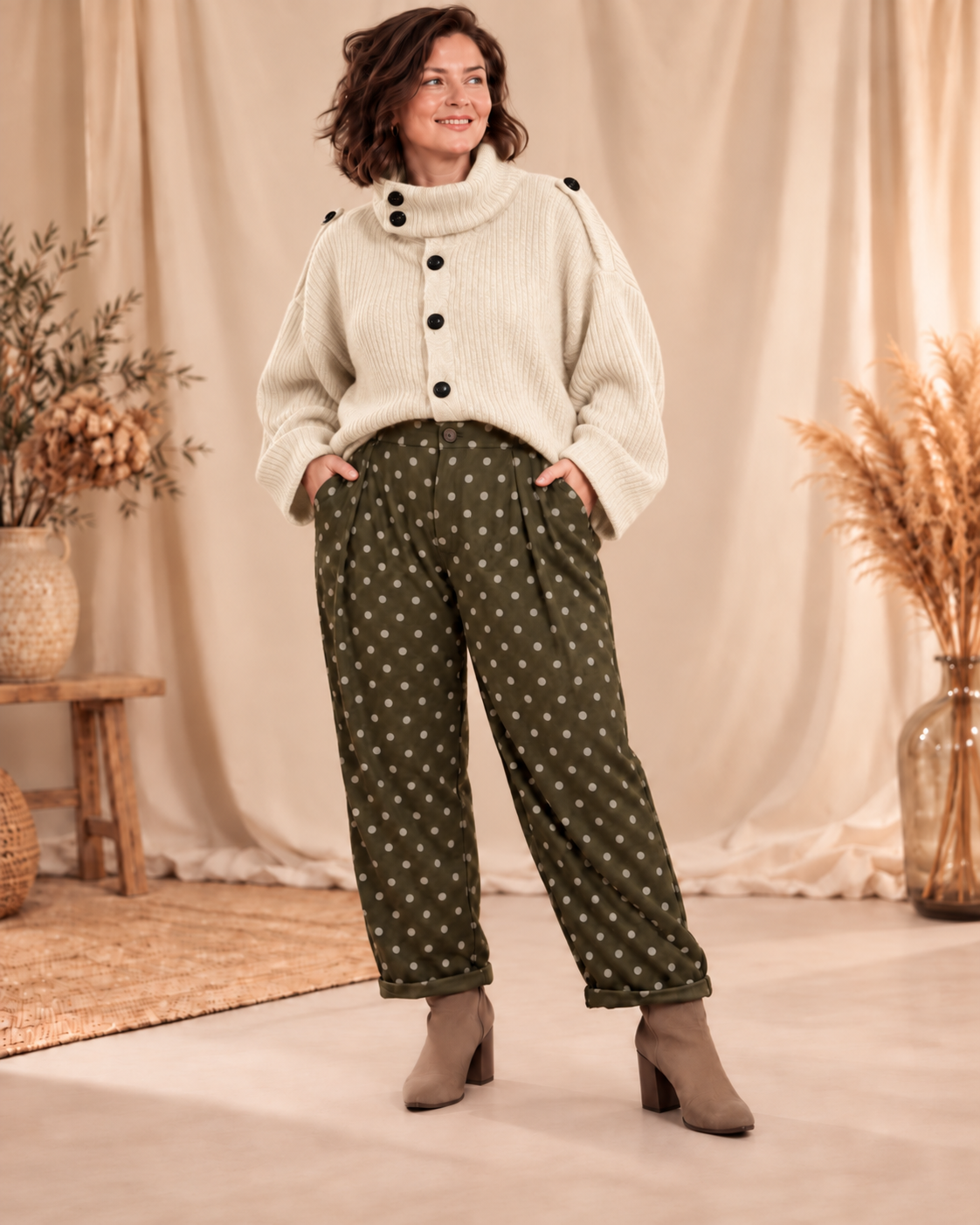 GINGER - CARDIGAN OVERSIZE BLANC CASSE JUSQU'A LA TAILLE 54