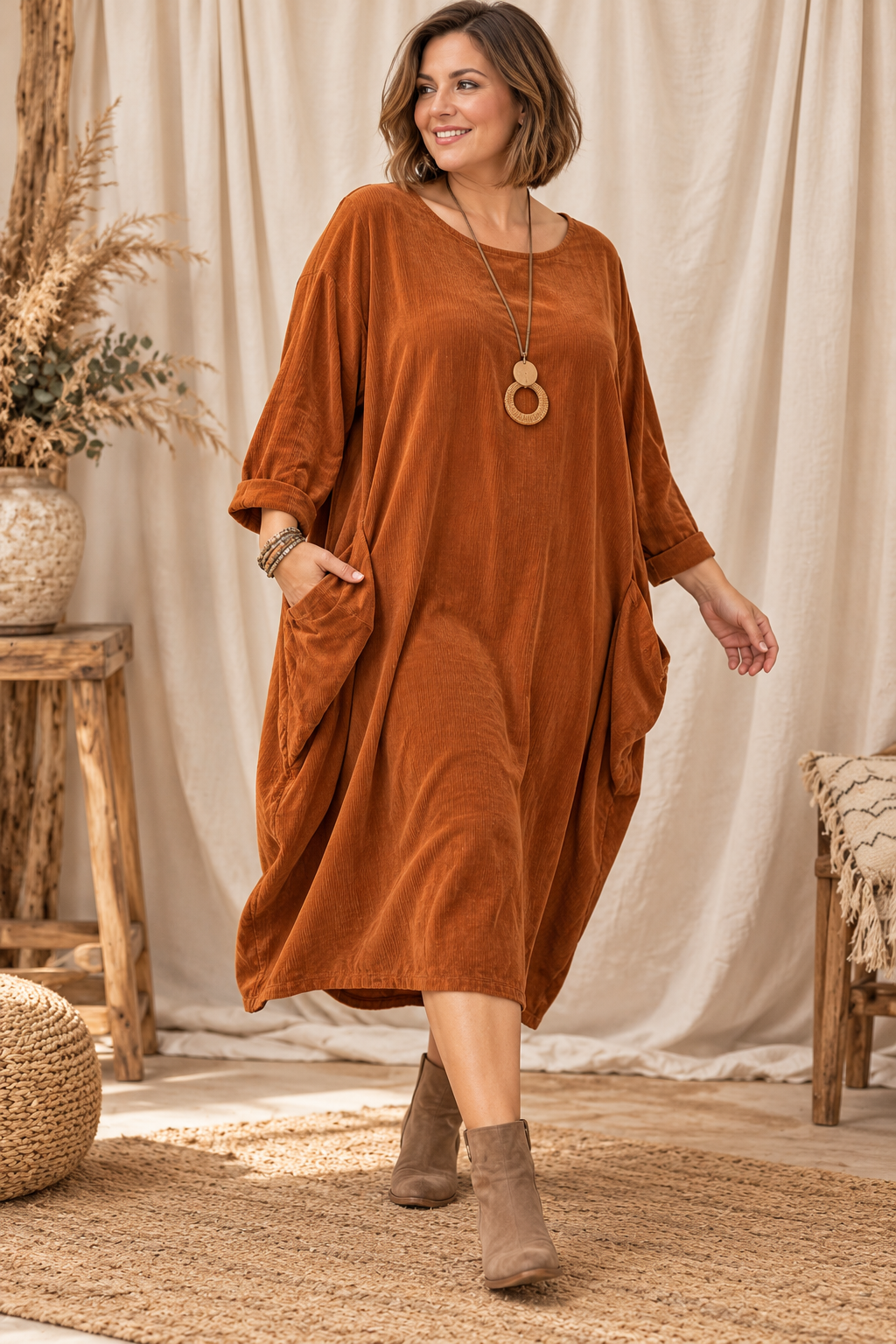 CAMILLE - ROBE ROUILLE EN VELOURS MILLERAIE JUSQU'A LA TAILLE 54