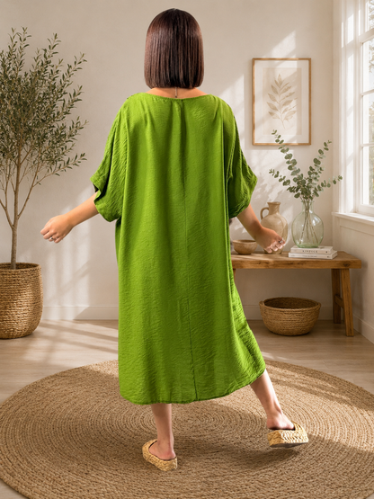 AURELIE - ROBE VERTE OVERSIZE JUSQU'A LA TAILLE 54