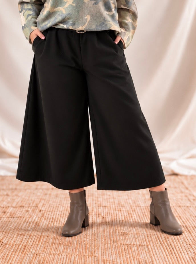 MARILOU - PANTALON JUPE CULOTTE NOIRE JUSQU'A LA TAILLE 52