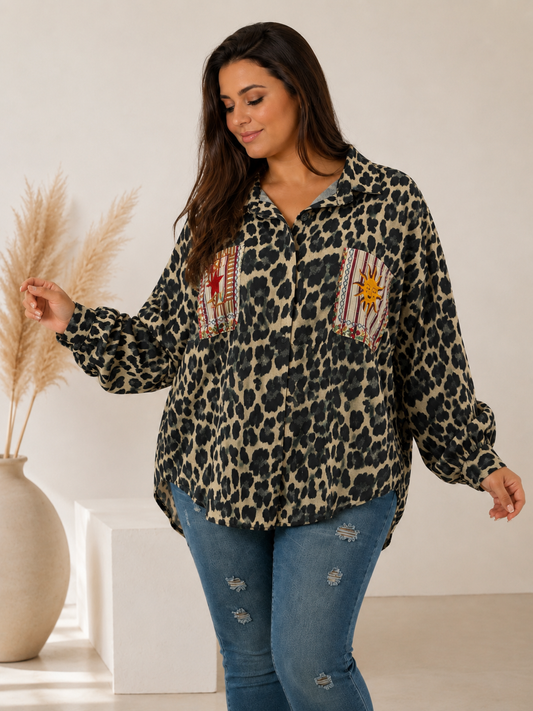 SOLELUNA - CHEMISE OVERSIZE LEOPARD JUSQU'A LA TAILLE 54