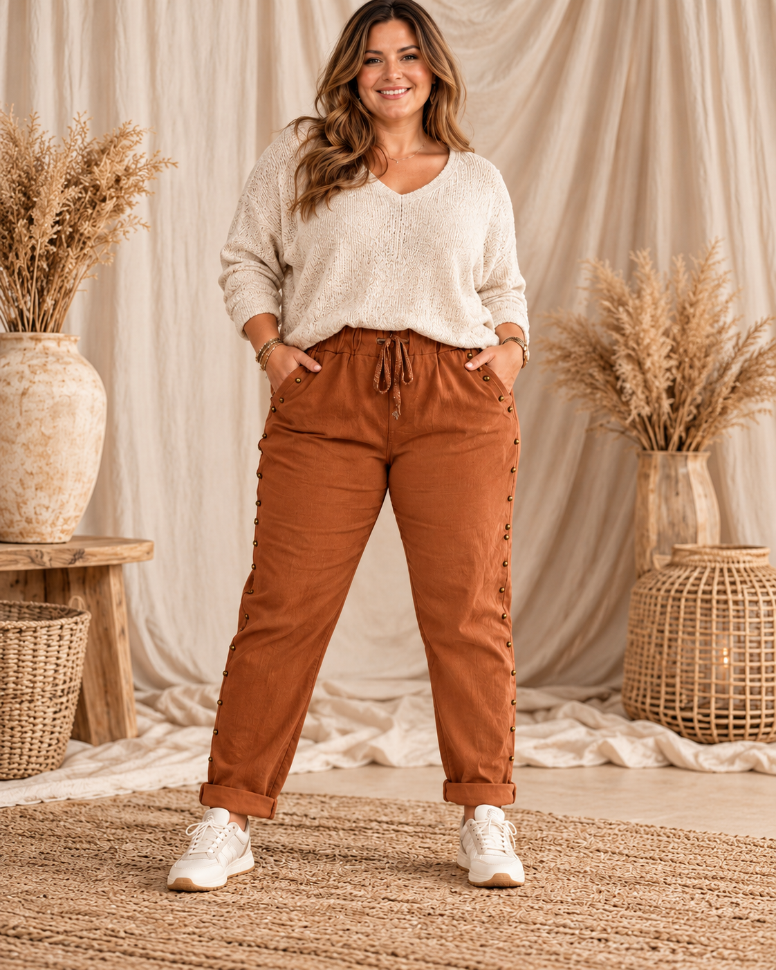 JACK - PANTALON SPORTSWEAR ROUX AVEC CLOUS TAILLE 46/48 A 52/54