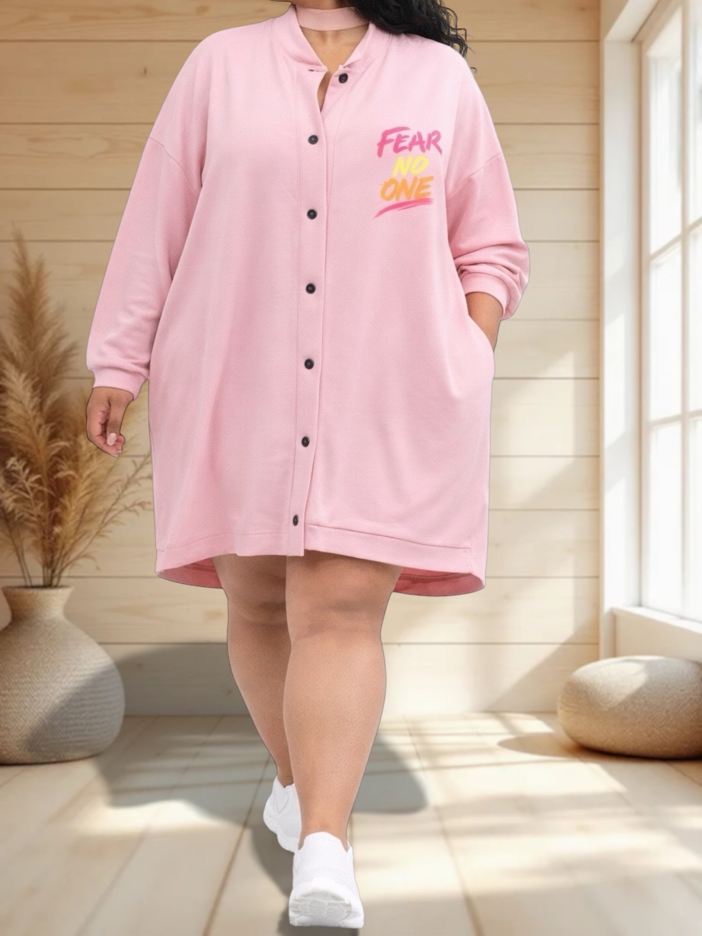 MONIKA - VESTE OVERSIZE ROSE JUSQU'A LA TAILLE 58/60