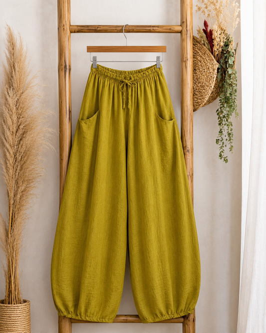 MAXOU - PANTALON VERT COUPE BARREL FLUIDE TAILLE 48 A 54