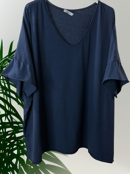 MAX - T-SHIRT EN COTON MARINE TAILLE 48/50 A 56/58