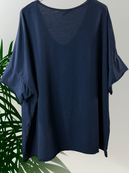 MAX - T-SHIRT EN COTON MARINE TAILLE 48/50 A 56/58