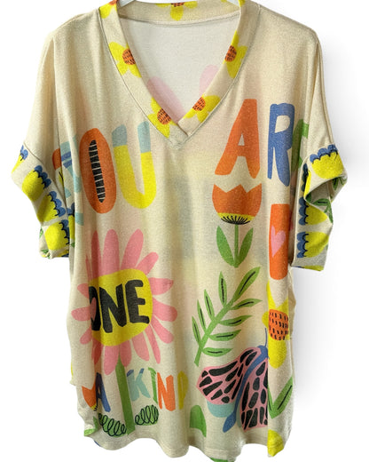 HELLO - TEE-SHIRT OVERSIZE FLUIDE SCINTILLANT JUSQU'A LA TAILLE 52